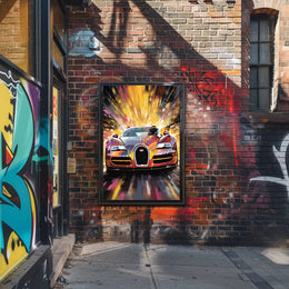 Fiery Sports Car Speed Chase Poster