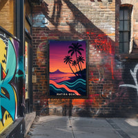 Matira Beach Retro Sunset Travel Poster PosterGoat