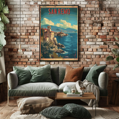 San Remo Italy Riviera Coastal Travel Poster
