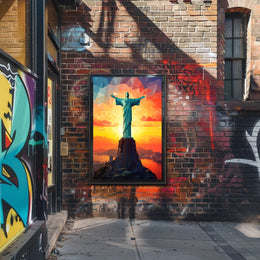 Christ The Redeemer At Sunset Poster