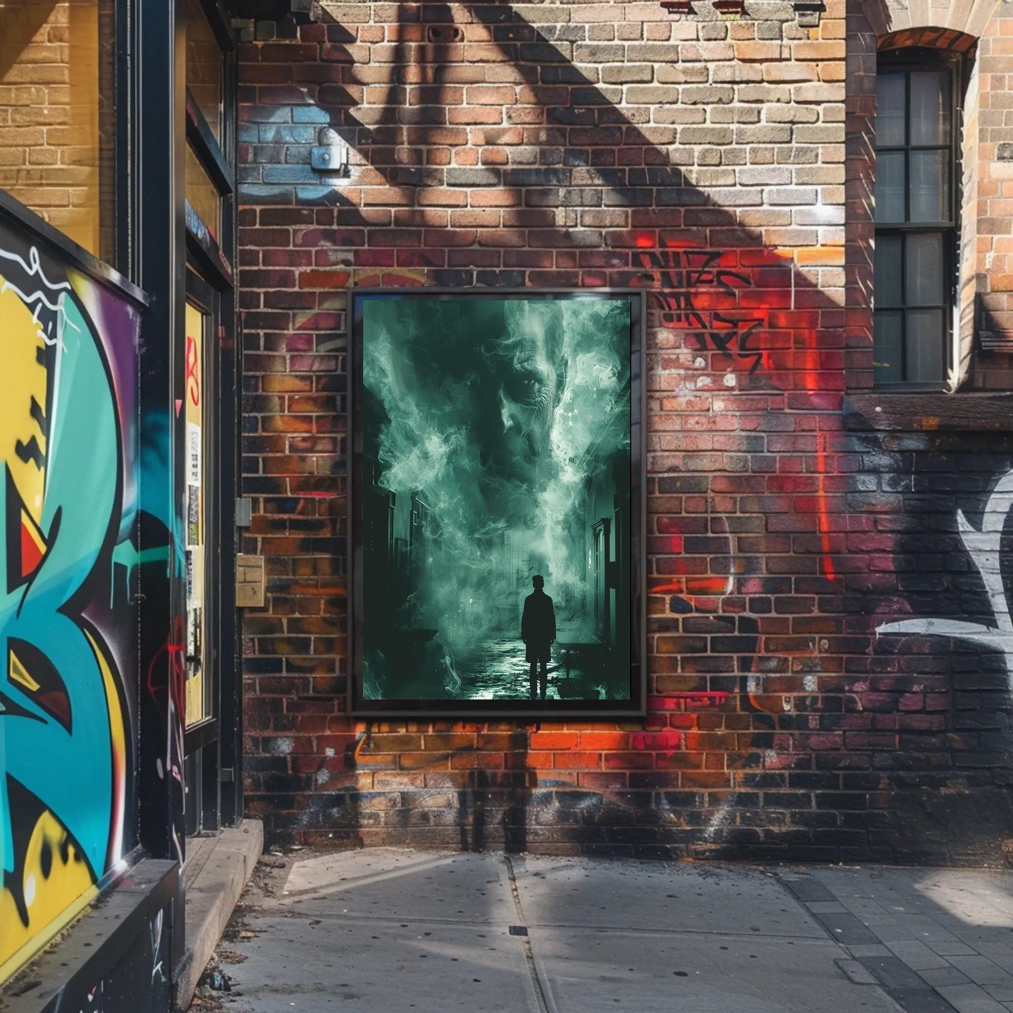 Surreal Ghostly Face in Atmospheric Mystery Poster PosterGoat