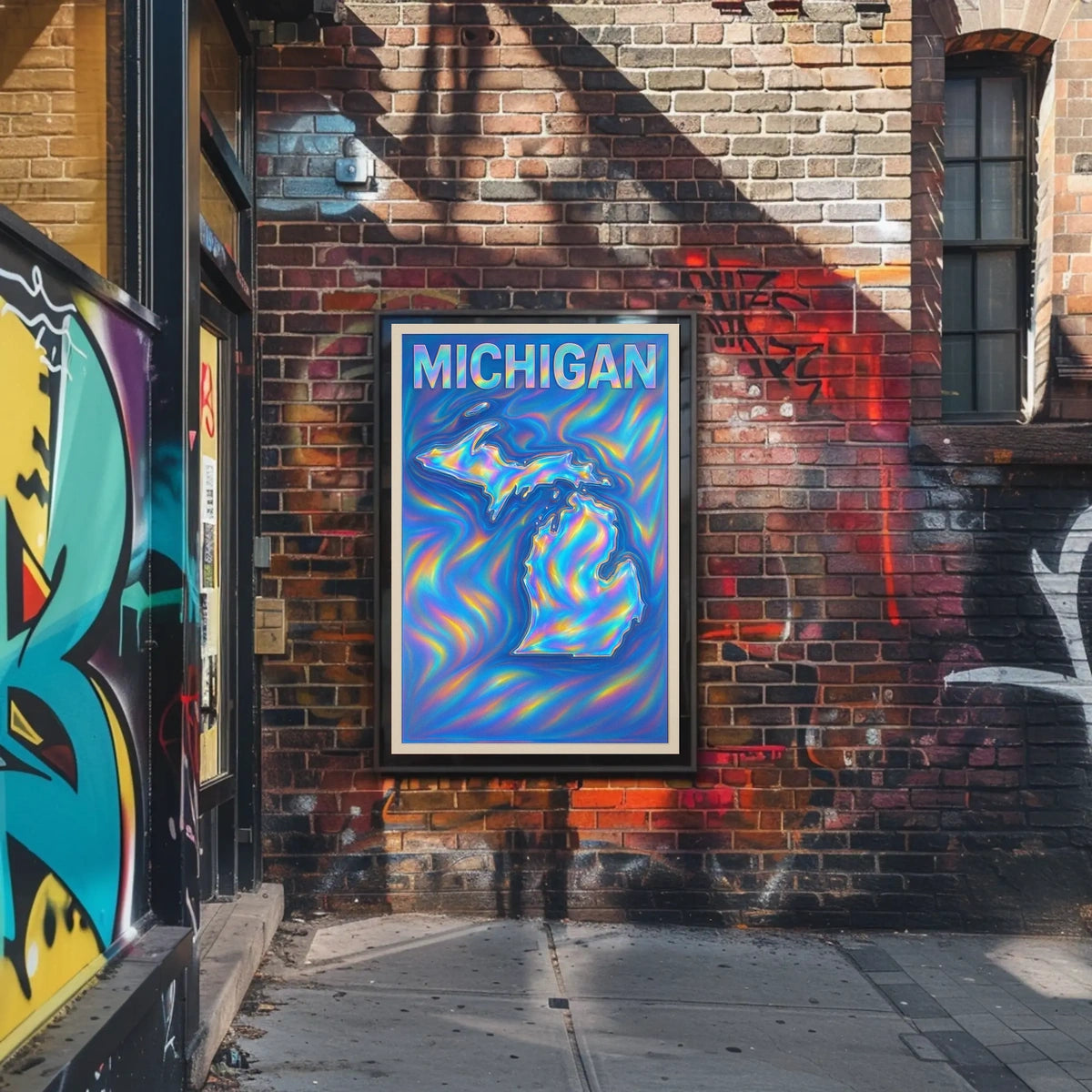 Michigan Holographic Map Poster