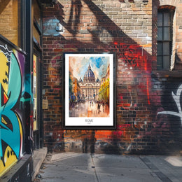 Stunning Watercolor of St. Peter’s Basilica Travel Poster PosterGoat