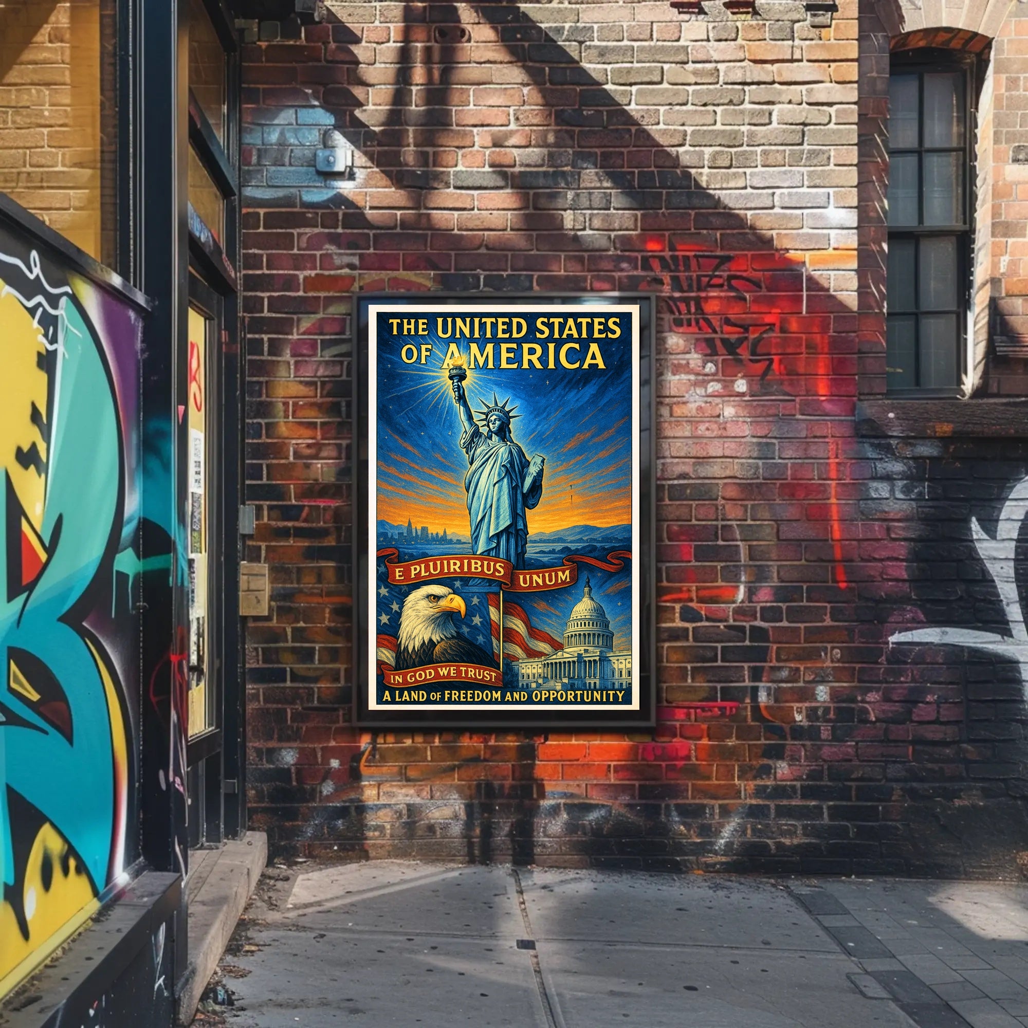 The United States of America Land of Freedom and Opportunity Poster PosterGoat