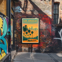 Los Angeles Retro Sunset Travel Poster
