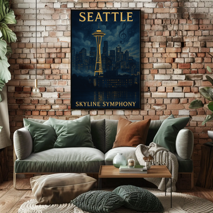 Seattle Skyline Symphony Travel Poster