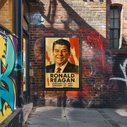 Ronald Reagan 40th President of the United States Layered paper Collage Poster