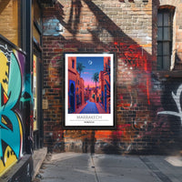 Marrakech Street Scene Evening Travel Poster