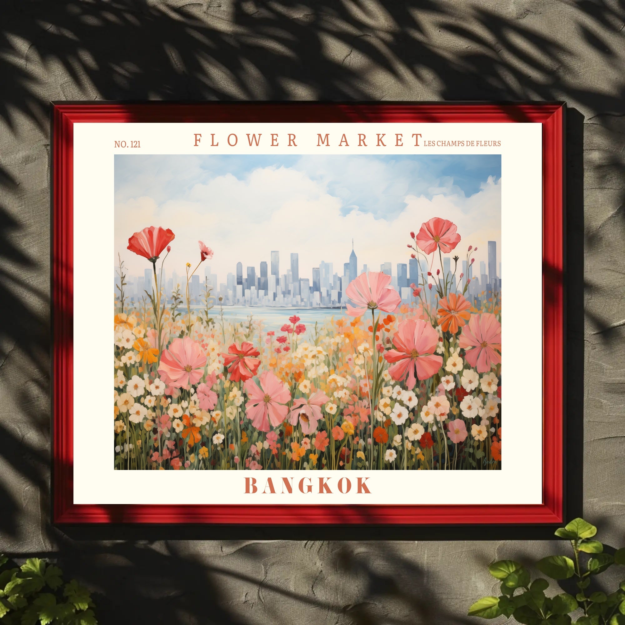 Bangkok Flower Market Artistic Urban Cityscape Poster