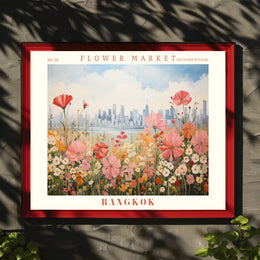 Bangkok Flower Market Artistic Urban Cityscape Poster
