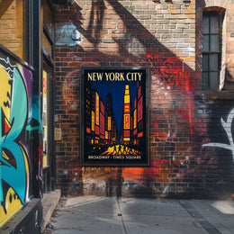 Stylized New York Urban Energy: Times Square Travel Poster