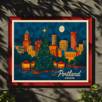 Portland Holiday Skyline Poster