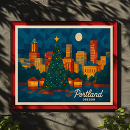 Portland Holiday Skyline Poster