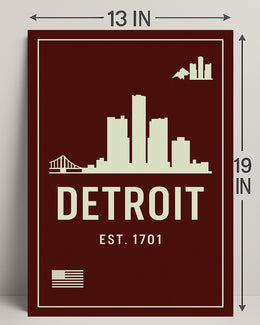 Detroit Skyline Est. 1701 Poster PosterGoat