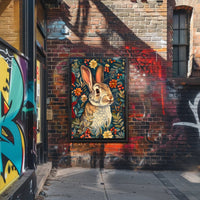 Enchanted Rabbit with Vibrant Flowers Animal Poster