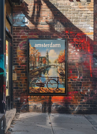 Autumn Amsterdam Canal Vintage Travel Poster