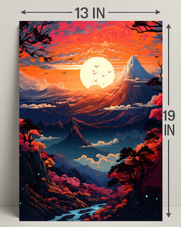 Enchanted Sunset Over Mountains Poster