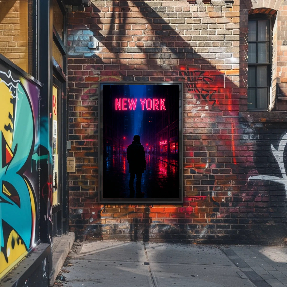 Neon Nights In New York Poster