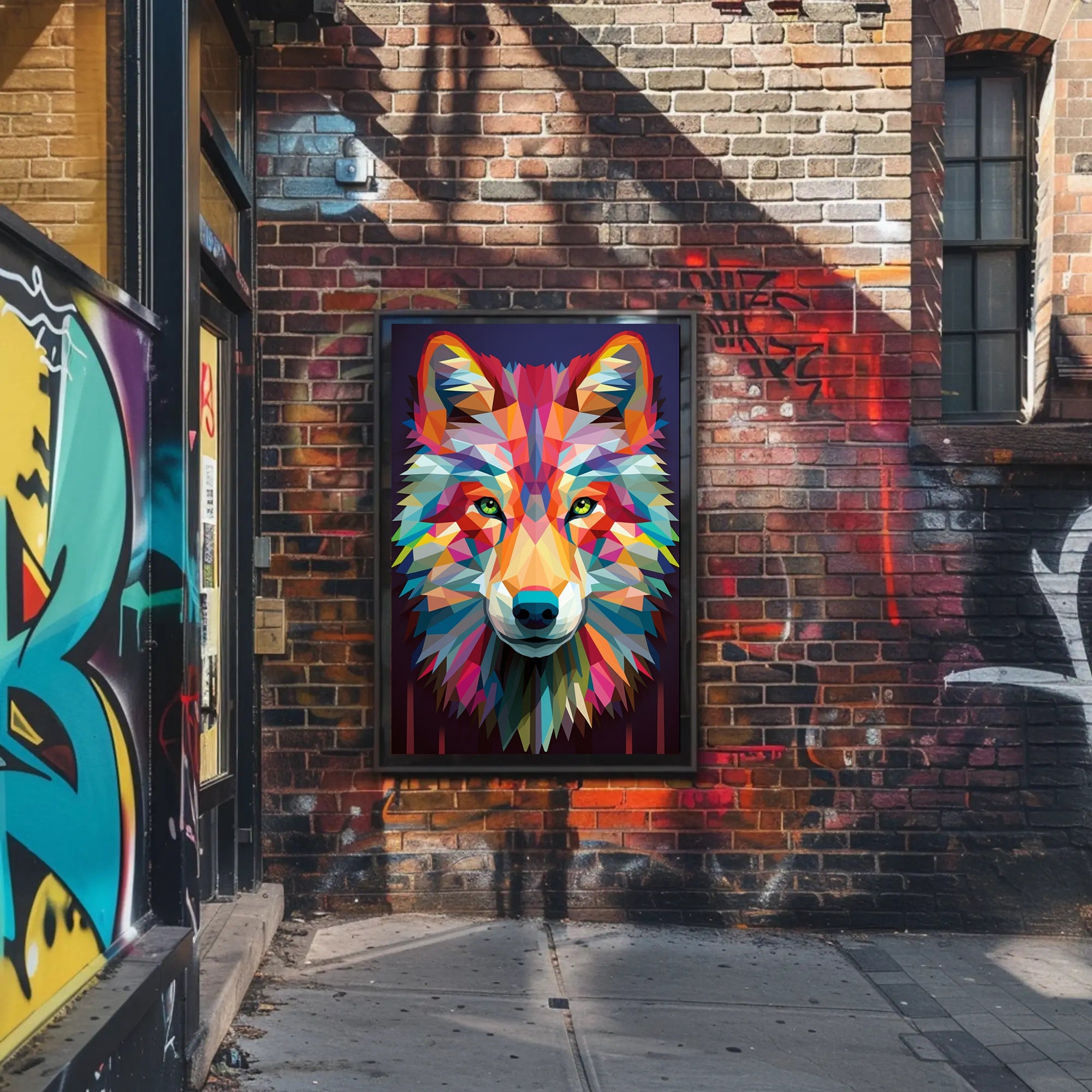 Geometric Wolf Art Poster PosterGoat
