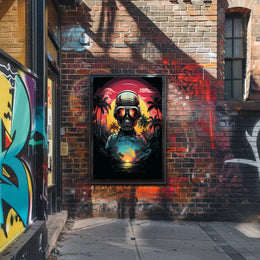 Futuristic Explorer At Sunset Poster