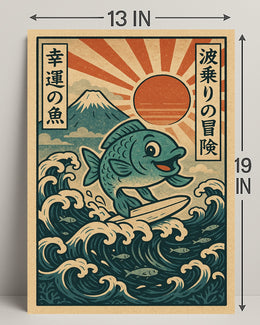 Surfing Fish Adventure Poster PosterGoat