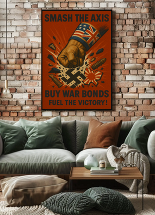Defeat the Axis, Support the Allies WWII Poster