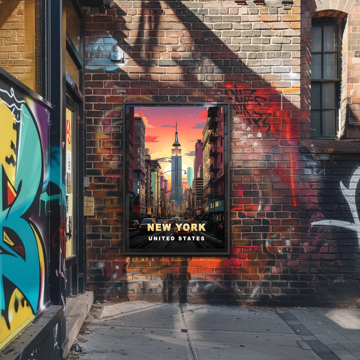 Empire State Building Sunset Poster Modern Wall Art