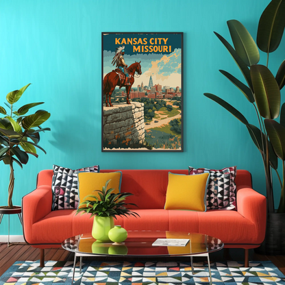 Kansas City Skyline Vintage Travel Poster