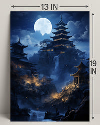 Moonlit Pagoda Serenity Poster
