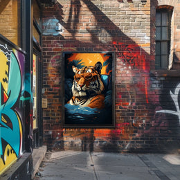 Tiger in Tropical Paradise Wall Art - Animal Poster