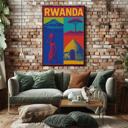 Rwanda Pop Art Iconic Scenes Poster Travel