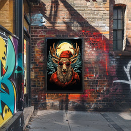 Festive Reindeer in Forest Winter Wonderland Animal Poster