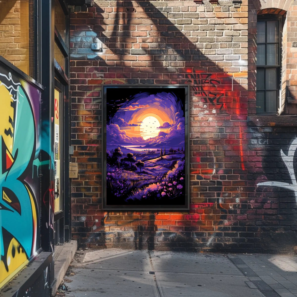 Serene Sunset Countryside Landscape Art Poster Print