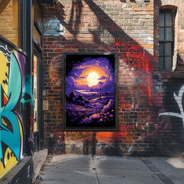 Serene Sunset Countryside Landscape Art Poster Print