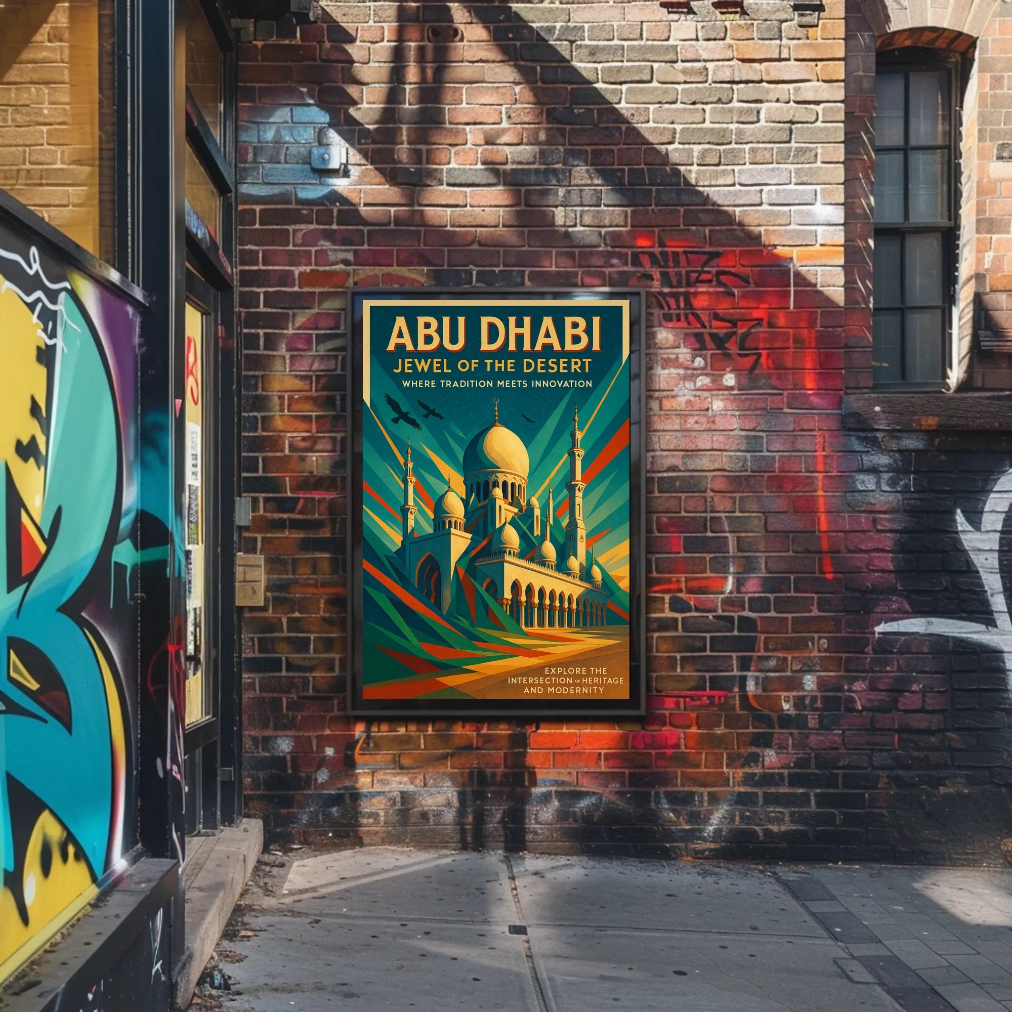 Abu Dhabi Jewel Desert Cityscape Travel Poster