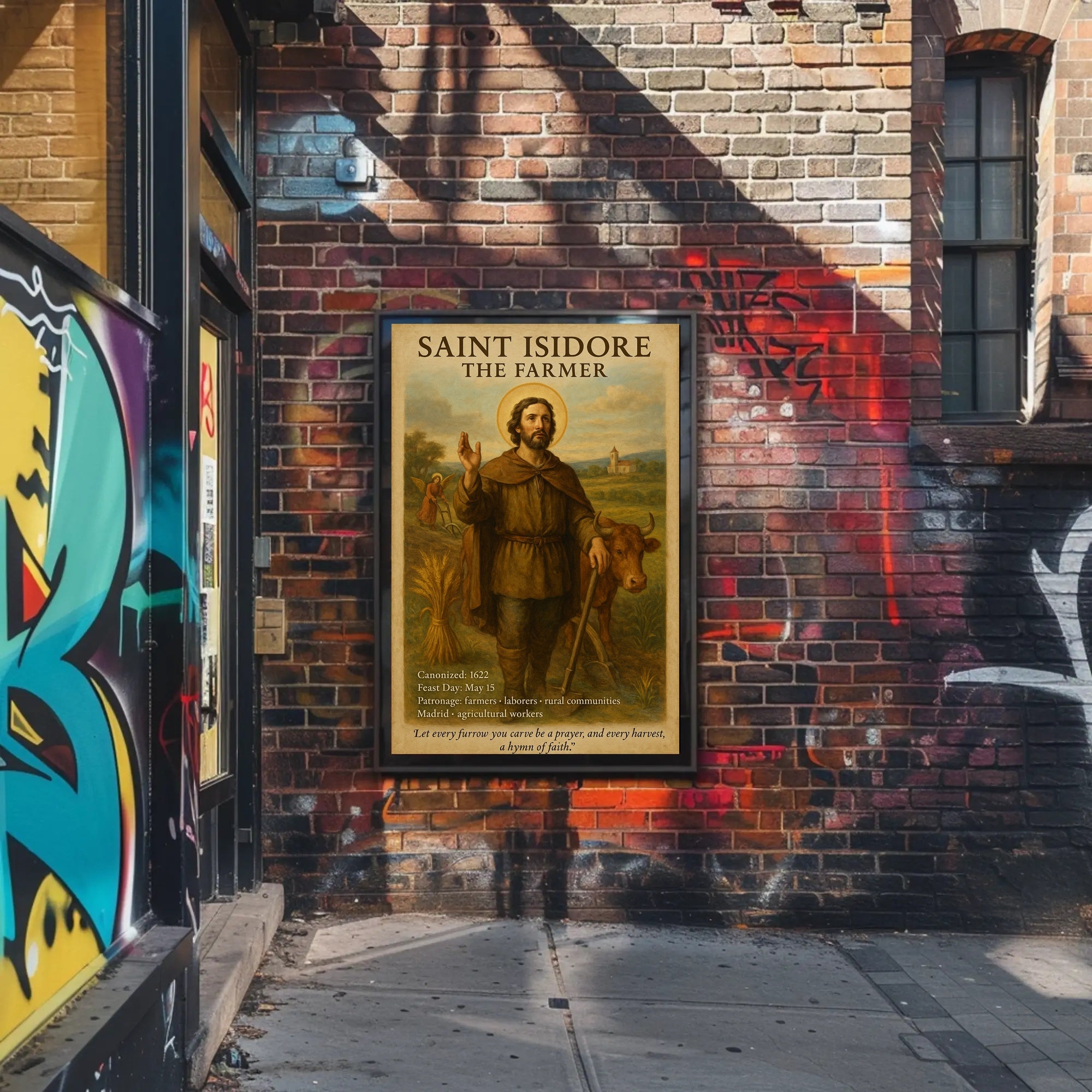 Saint Isidore Iconography: Serene Heritage Art Poster