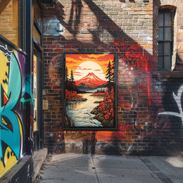 Majestic Mountain Sunset Poster PosterGoat