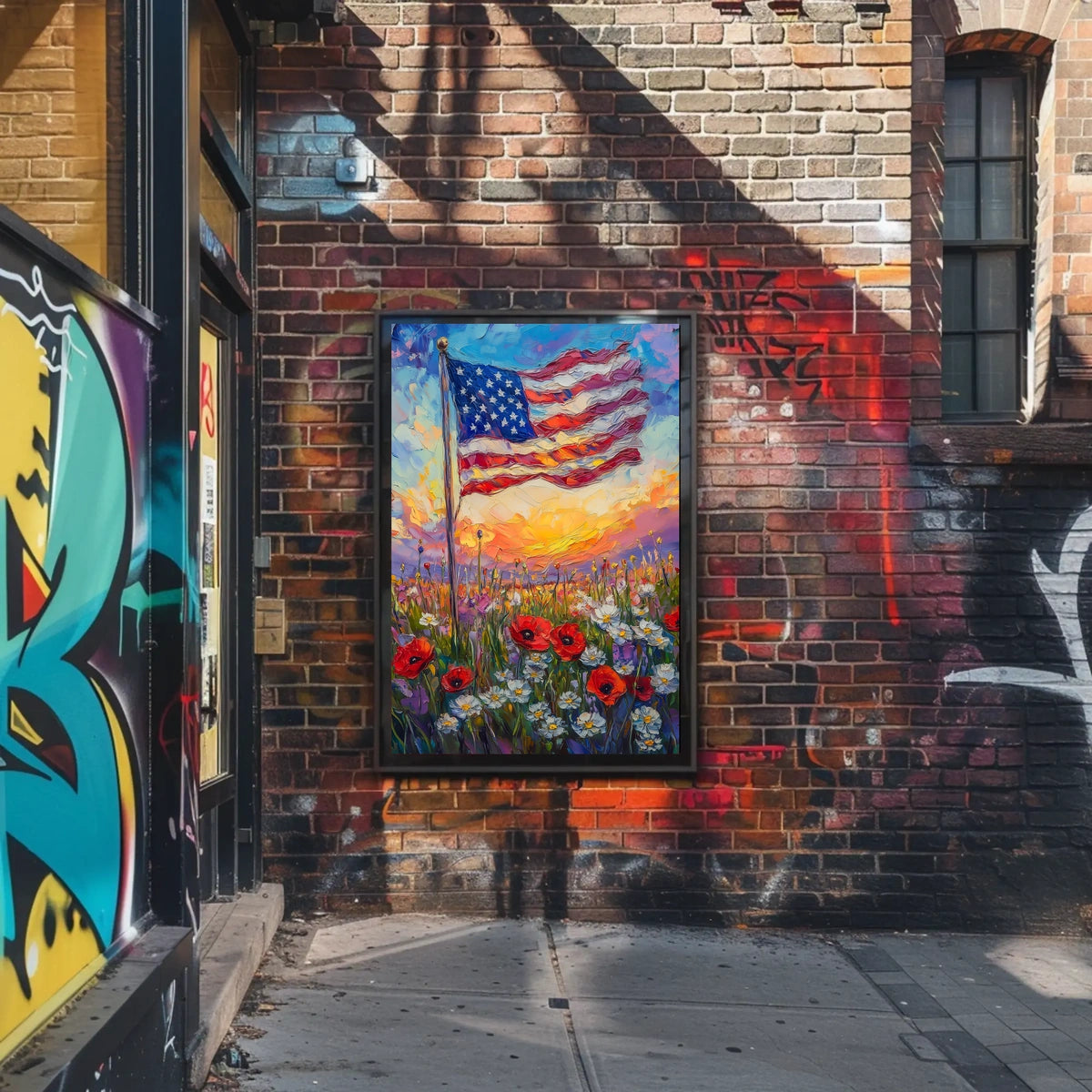 windswept American flag Poster