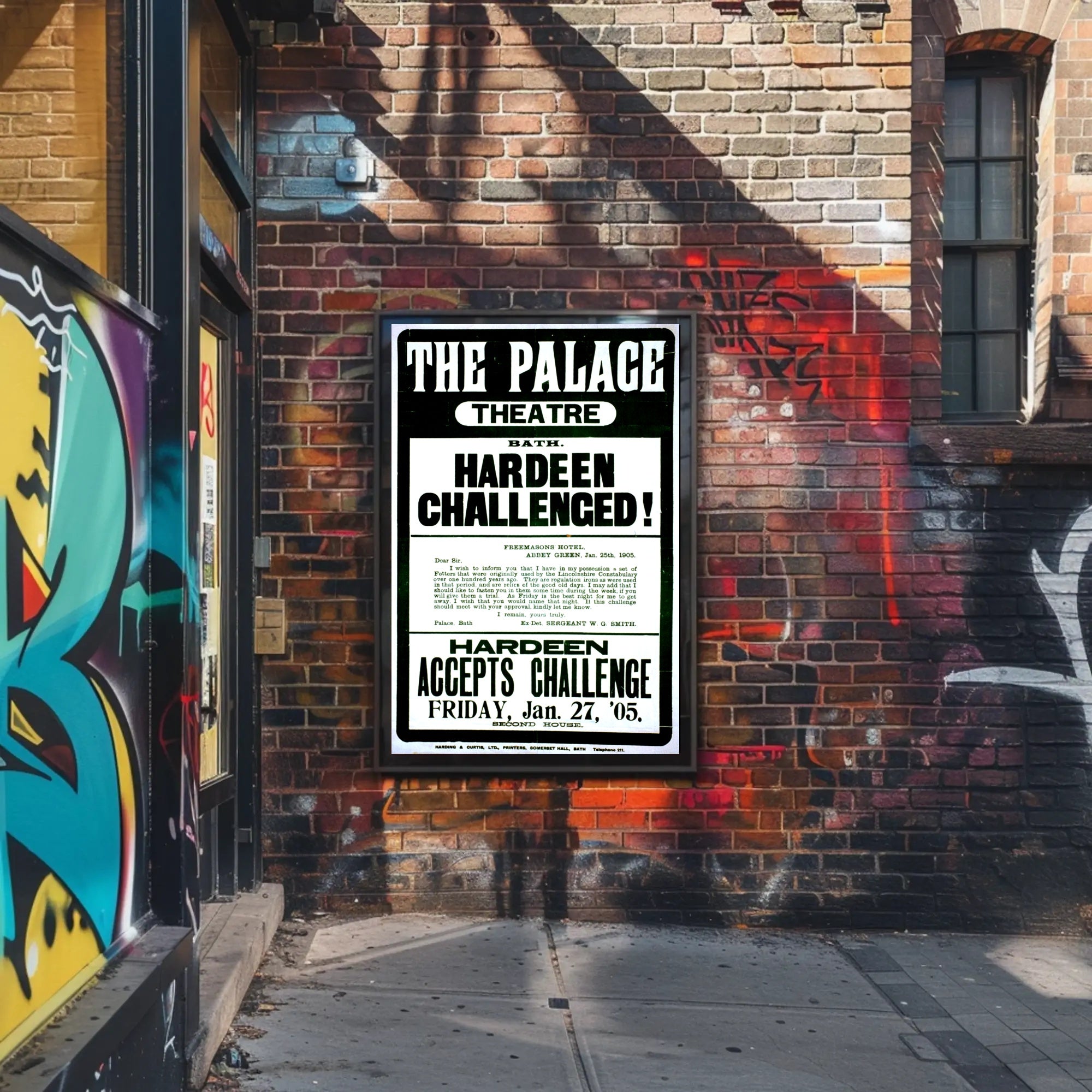 Hardeen Challenge Palace Theatre Bath Historical Poster