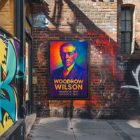Woodrow Wilson 28th President of the United States Neon Gradient Overlay Poster