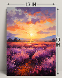 Sunset Over Lavender Fields Poster