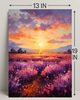 Sunset Over Lavender Fields Poster