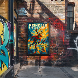 Reindeer Speed Skating Poster