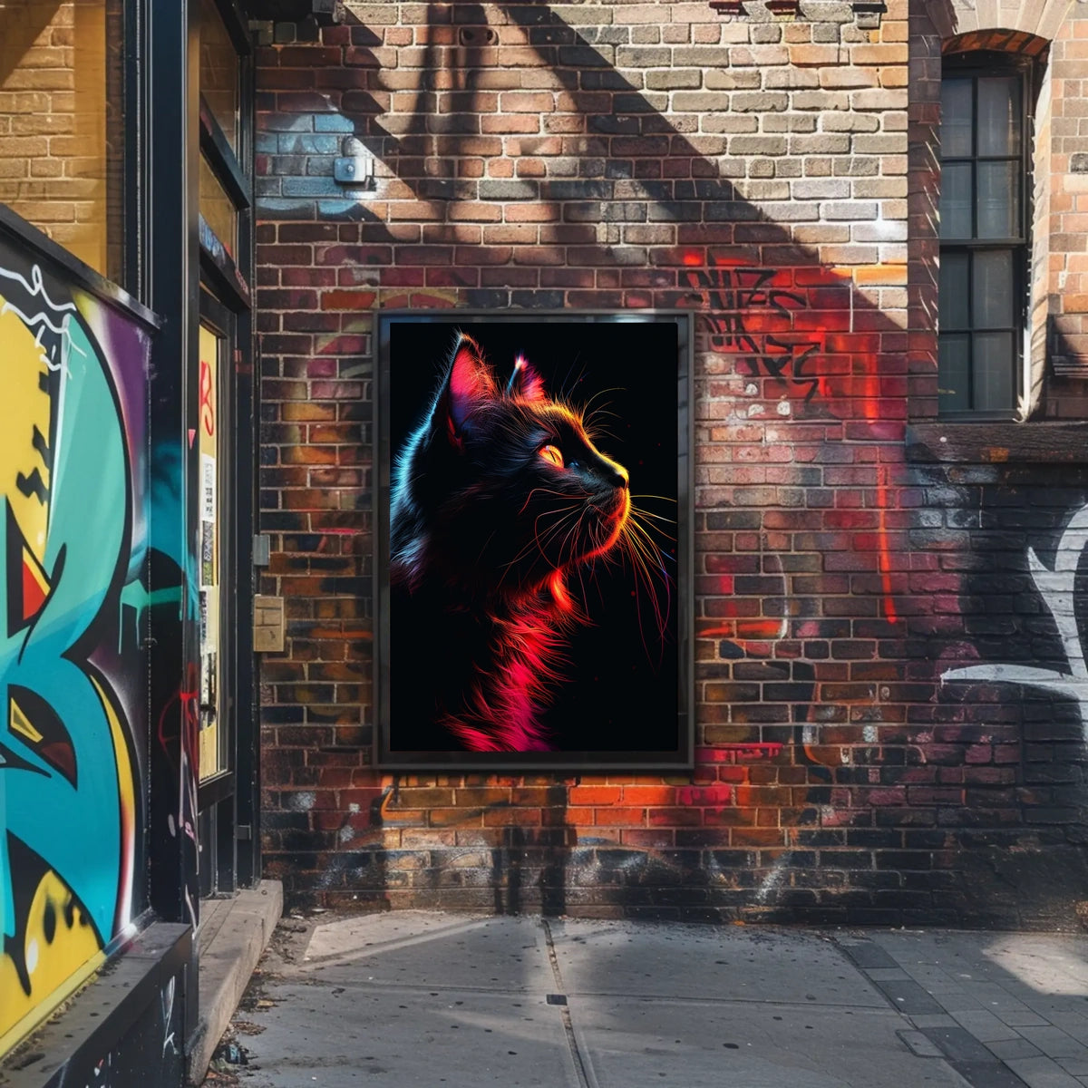 Neon Cat Portrait Poster