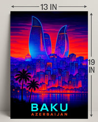 Baku Skyline Azerbaijan Poster PosterGoat