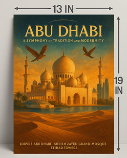 Abu Dhabi's Iconic Blend: Cultural Cityscape Travel Poster