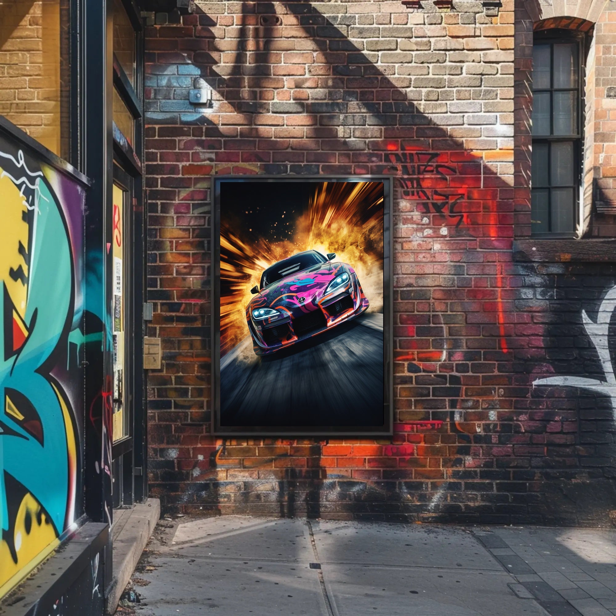 Speed and Power Multicolored Sports Car Poster