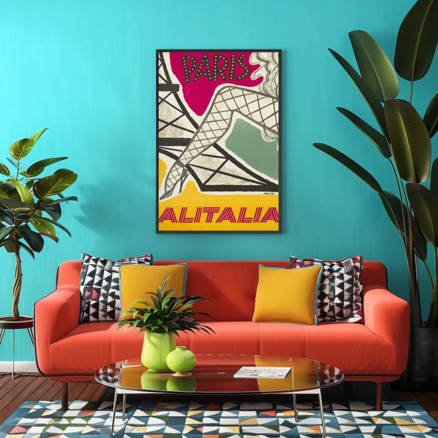 Paris Alitalia Vintage Fashion Travel Poster