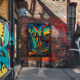 Vibrant New York Cityscape Poster Bold Colors Living Rooms
