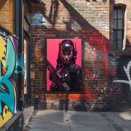 Cybernetic Warrior in Futuristic Sci-Fi Poster